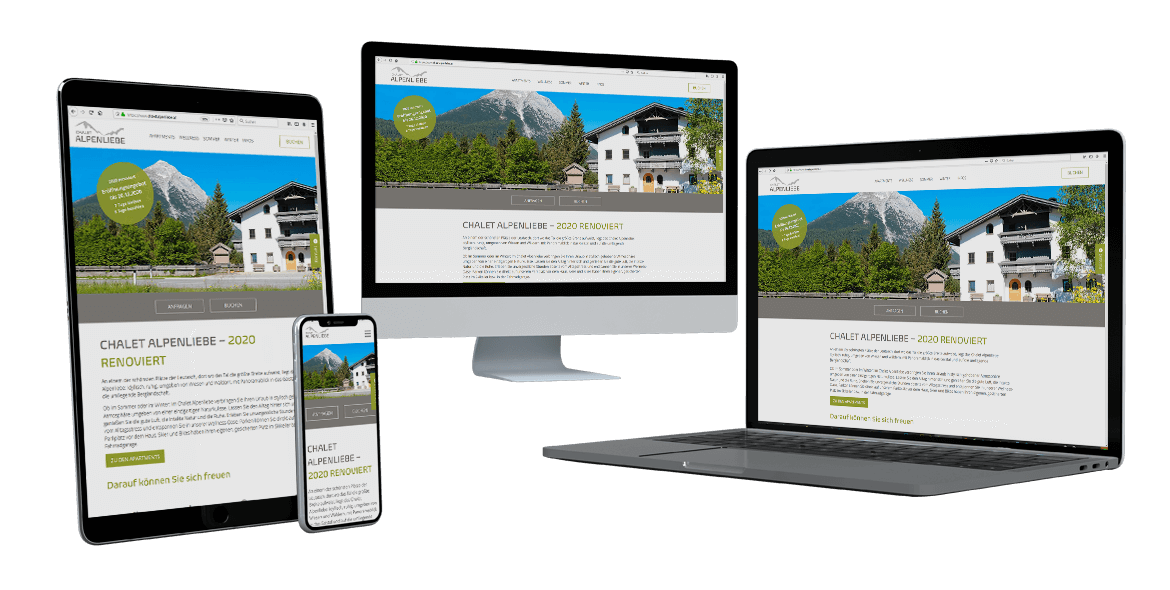 Chalet Alpenliebe Webseite Relaunch verschiedene Devices